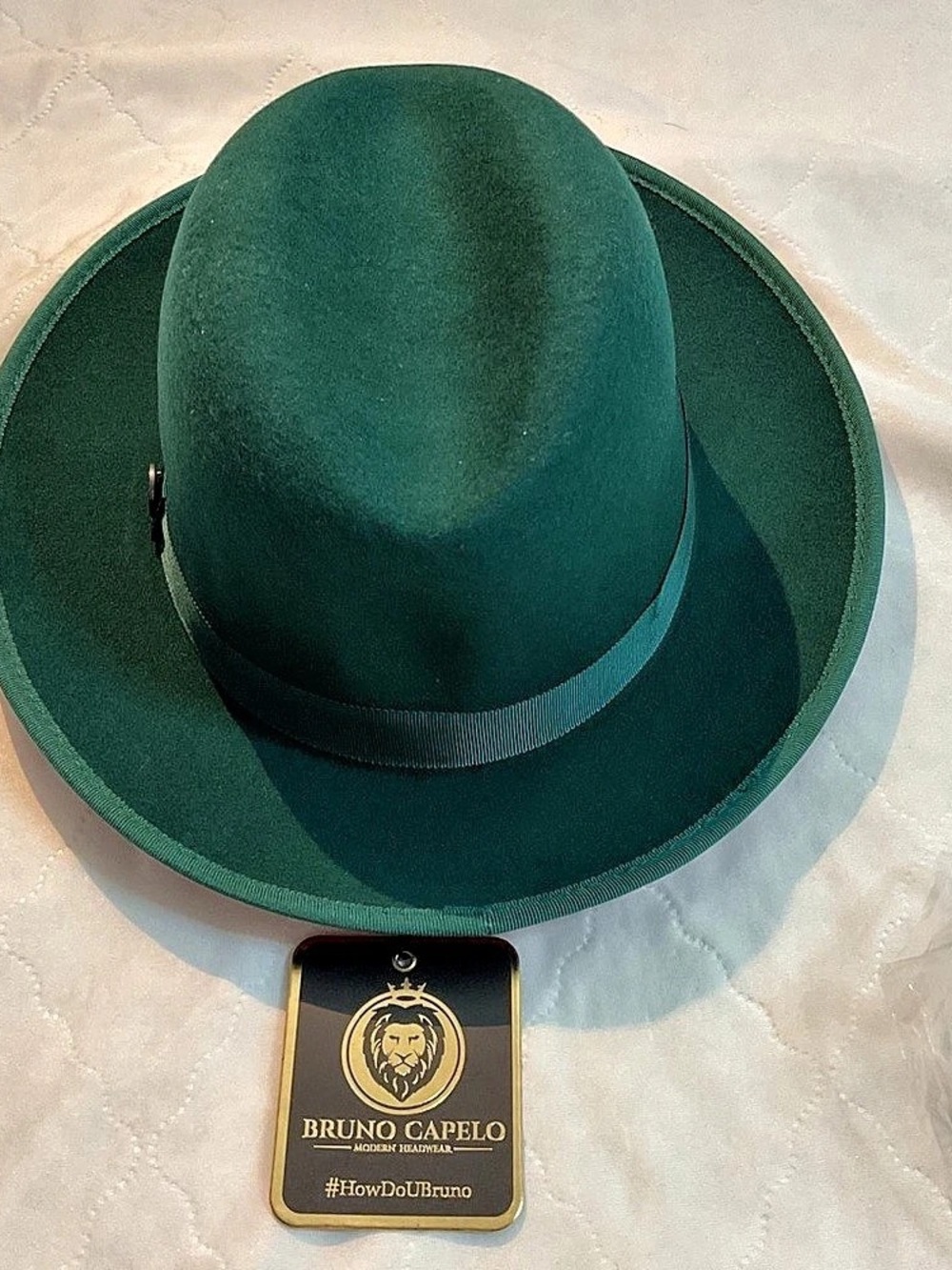 Bruno Capelo Princeton Fedora Hat Green & Red Large